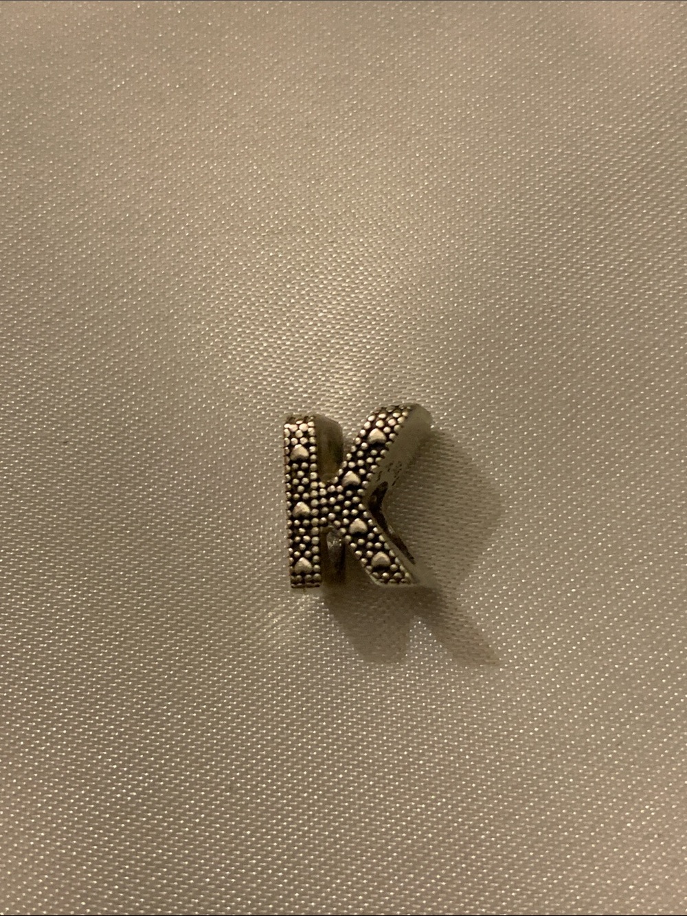 Pandora Sterling Silver 'K' Initial Bead Charm